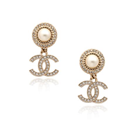 gold pearl chanel earrings|white gold chanel cc earrings.